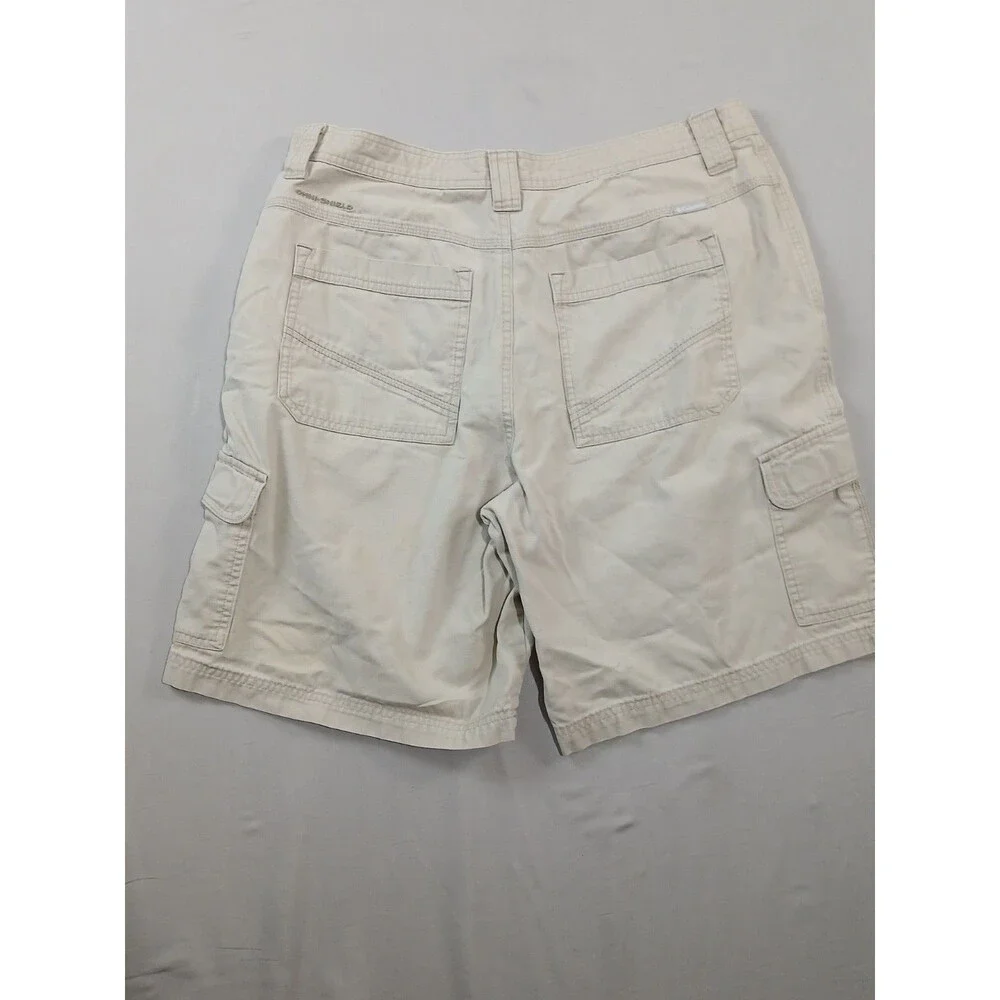 Columbia Mens Cargo Hiking Shorts Size 36 Khaki Omni Shield Stain Repellent 10in